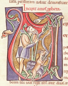 Historiated initial V depicting Amos, from the Bible de Saint-Sulpice de Bourges