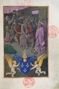Judas Kissing Christ, Miniature from the Heures de Charles de France, c.1466-69 by French School