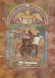 Ms 4 fol.66v St. Mark, from the Gospel of St. Riquier, c.800 by French School