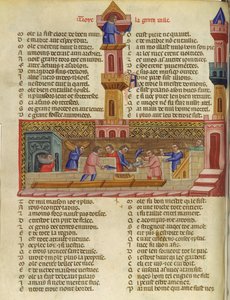 The Construction of Troy, illustration from Le Roman de Troie by Benoit de St. Marc by French School