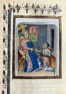 Charles V returns the Sword of the High Constable to Bertrand du Guesclin from the Histoire de Du Guesclin after the poem by Cuvelier by French School