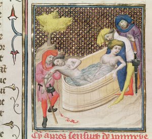 Paulina Dying With Seneca, from De Claris Mulieribus, by Giovanni Boccaccio (1313-75) by French School