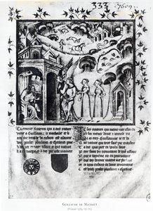 The author receiving Love who brings to him Sweet Thoughts, Pleasure and Hope, c.1370 by French School