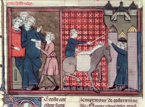 A Messenger Being Sent to Save Antioch, from Le Roman de Godefroi de Bouillon, 1337 by French School