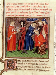The Urine Examination and the Healing of Wounds, from Le Livre des Proprietes des Choses by Barthelemy l