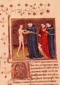 Examination of a patient, from Le Livre des Proprietes des choses by Barthelemy l