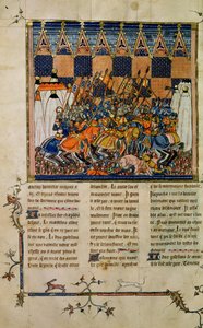Battle Scene, from the Biography of Godefroi de Bouillon, A History of Western Saints by French School