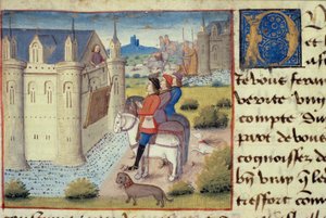 Moat around a town, from Les Cent Nouvelles Nouvelles, 1462