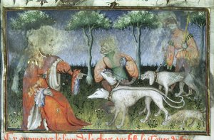 Hunting, from the Livre de la Chasse by Gaston de Foix by French School