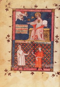 God creating medicine and giving knowledge to the doctors, from the Canon of Medicine by Avicenna (Ibn Sina) translated by Gerard de Cremone c.1320 by French School