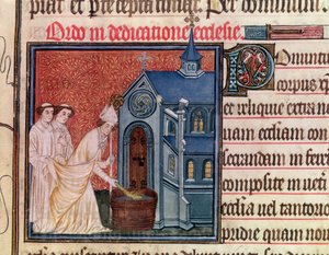Bishop Consecrating a Church, from the Pontifical of Sens by French School