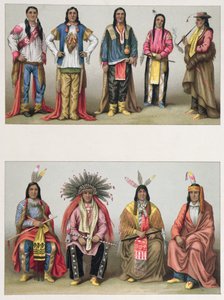 Native Americans from the Mississippi Basin and from Colorado, illustration from Le Costume Historique by A. Racinet