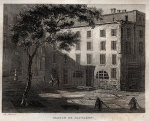 Native house of Napoleon Bonaparte in Ajaccio (Corsica) - Birthplace of Napoleon Bonaparte in Ajaccio, Corsica - Engraving from 