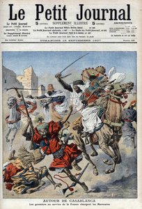 Near Casablanca, the goumiers charging at the Moroccans, illustration from Le Petit Journal, supplement illustrious by French School