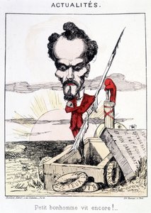 News - Little Bonhomme Still Lives! Caricature about Rochefort Standing in a Grave by French School