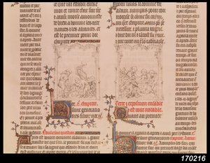 Noah in the Vineyard and the Drunkenness of Noah, from The Bible of Jean Sy, c.1355 by French School
