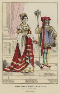 Noblewoman going to Mass, 15th or 16th Century by French School