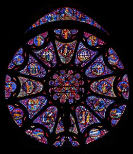 North rose window depicting the Creation and Adam & Eve by French School