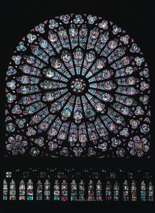 North transept rose window depicting the Virgin and Child in the centre surrounded by Old Testament characters, c.1250