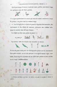 Notes on the Colouring of Certain Hieroglyphs, from Grammaire Egyptienne by Jean Francois Champollion (1790-1832) 1836 by French School