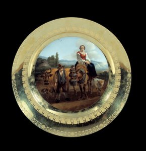 Plate of the Service of Prince Eugene: Bergere in a Landscape Near Siena