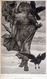 Odin, Germanic God of War and Poetry - Engraving by French School