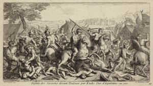 Odo, Duke of Aquitaine, defeating the Umayyads at the Battle of Toulouse, 721 (engraving)