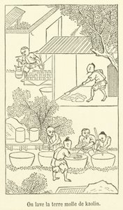 Washing Soft Kaolin Earth (engraving) by French School