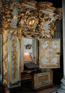 Organ with the door open, in the chapel by French School