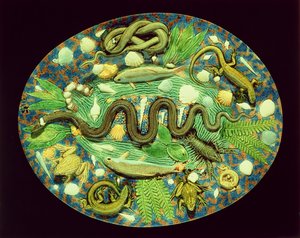 Oval Dish With Fish And Reptiles, reproduction of Bernard Palissy ware by French School