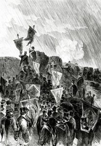Pacifist Demonstration on the fortifications by Freemasons on 28 April, 1870 to demand the cessation of the bombardment of Paris by French School