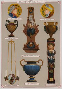 Page from the catalogue of the Grand Depot de Porcelaines, Faiences et Verreries by French School