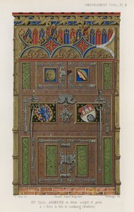 Painted oak wardrobe in the town hall of Luneburg by French School