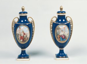 Pair of Sevres vases decorated with allegorical figures of Justice and the Republic