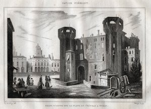 Palace of Aosta on the Place du Chateau in Turin - Engraving from 