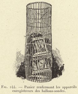 Basket Containing the Recording Devices of the Weather Balloons (engraving) by French School