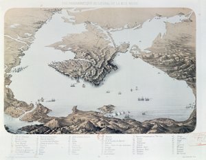Panoramic View and Plan of Sevastopol and the Black Sea Coast at the Time of the Crimean War