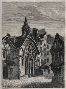 Paris - Rue Saint-Martin, church Saint-Julien-des-Menetriers - Engraving in 