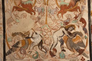 Parish church (Església de la Mare de Déu de Solers). Interior. The naves. Mural paintings. (detail). 16th century (?)