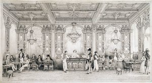 Parisian cafe at the beginning of the 19th century by French School
