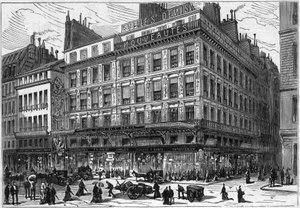 Parisian department stores: exterior view of the City of Saint Denis, at the corner of Rue Paradis Poissonniere and Faubourg Sant Denis, Paris by French School