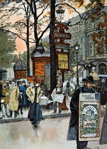 Parisian Street Scene Near the Metro Station of Palais-Royal by French School