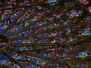 Part view of the north rose window, c.1300