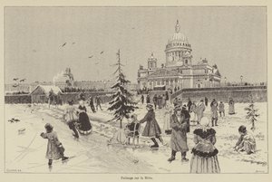 Skating on the Neva (engraving) by French School