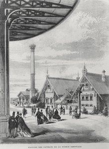 Peasant houses at the Russian pavilion at the Exposition Universelle of 1867 by French School