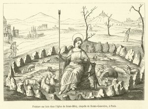 Painting on Wood in the Church of Saint-Mery, Chapel of Sainte-Genevieve, in Paris by French School