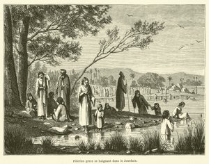 Greek Pilgrims Bathing in the Jordan (engraving)