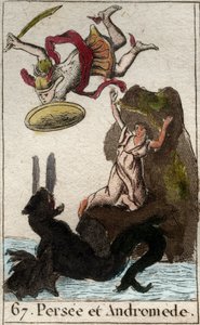 Representation of Perseus saving Andromeda enchained to a rock. From 