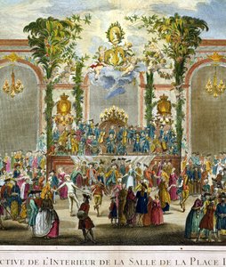 Perspective View of the Interior of the Room of the Place Dauphine (detail) by French School