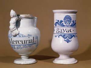 Pharmaceutical jars for Mercurial and Gayac, late 17th century or early 18th century by French School